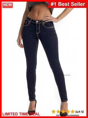Hybrid & Company Flattering Stretchy Skinny Jeans Mid Rise Five Pocket